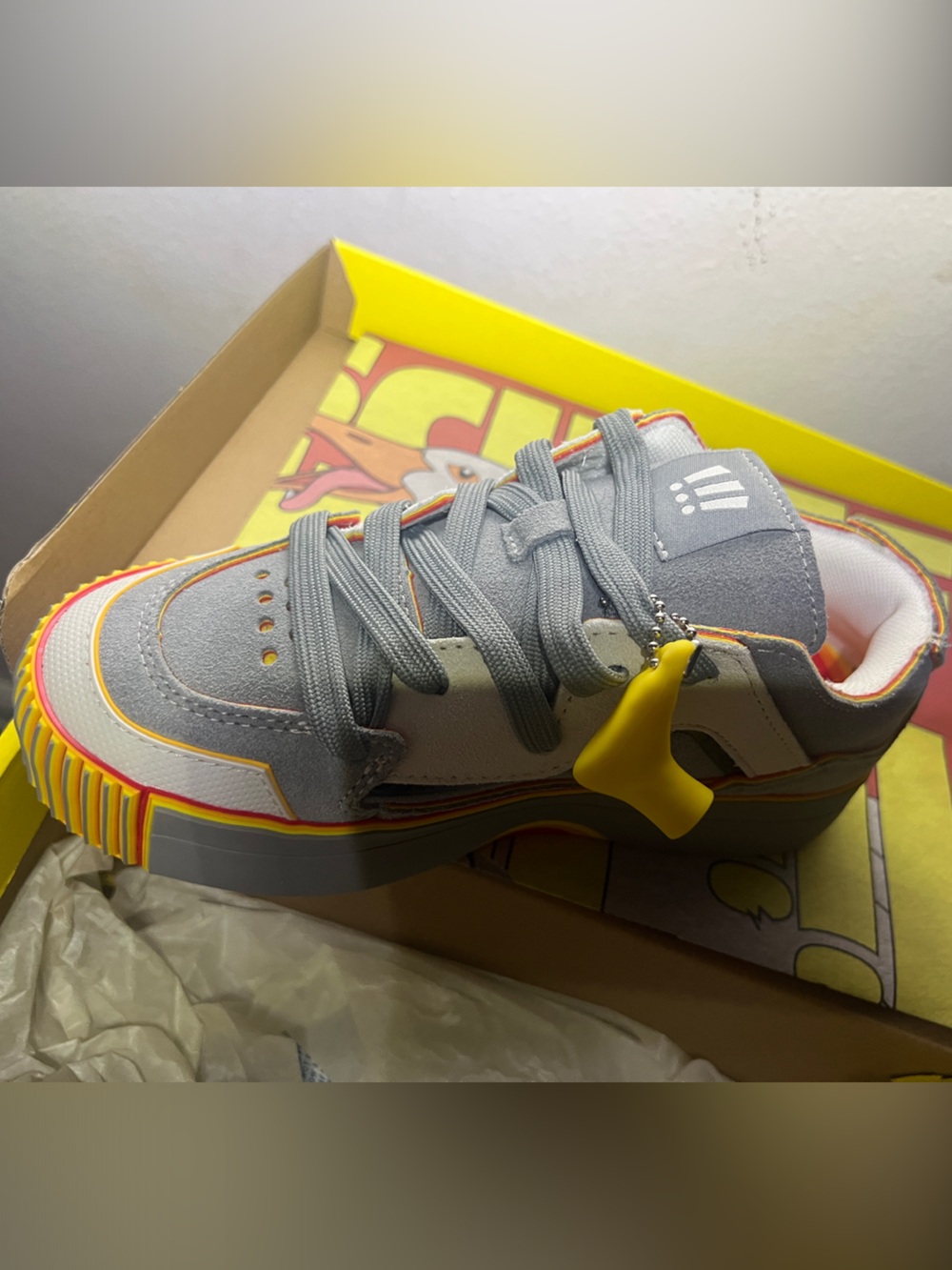 Kids Gray and Yellow Accent Platform Sneaker - Casual Play
